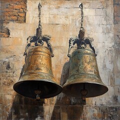 Obraz premium Ancient Church Bells: A Timeless Architectural Detail
