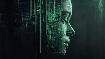 Obraz premium Cybernetic Profile Portrait with Digital Circuitry and Futuristic Aesthetic : Generative AI