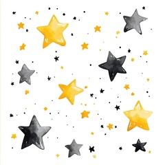 Cute Twinkle Twinkle Design: Hand-Drawn Watercolor Stars for Baby Apparel in Playful Colors on Crisp White