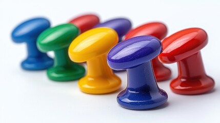 Colorful push pins on a white background. (1)