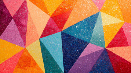 Fototapeta premium Vibrant abstract geometric pattern of colorful triangles in multicolored design