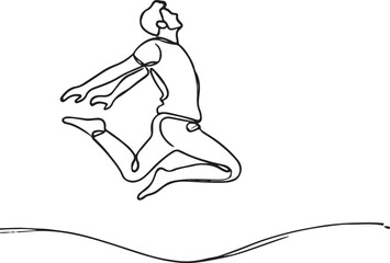Minimalist Line Art of Man Jumping Clean and Elegant Design