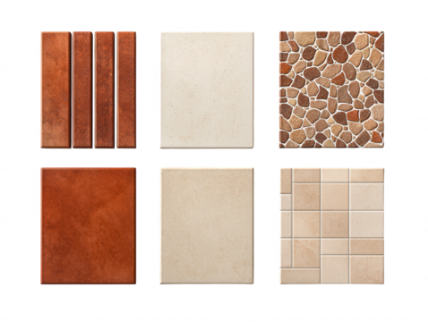 Collection of Raw and Glazed Ceramic Tiles in Progress Featuring Various Textures and Colors for Interior Projects