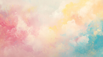 Pastel cloudscape: abstract blend of soft pink, yellow, and blue hues