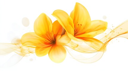 Fototapeta premium Two Yellow Lilies Flowing With Abstract Yellow Waves