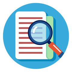 magnifying glass over document icon design