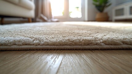 Beige Shaggy Rug on Wooden Floor in Modern Living Room