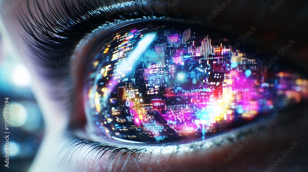 Poster High-Tech Eye Data Display with Futuristic Software Interface : Generative AI