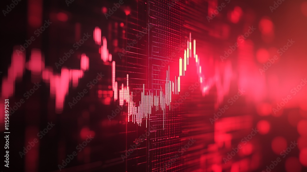 Fototapete Pulsating Red Grid Background Depicting Energy Flow and Technological Innovation : Generative AI