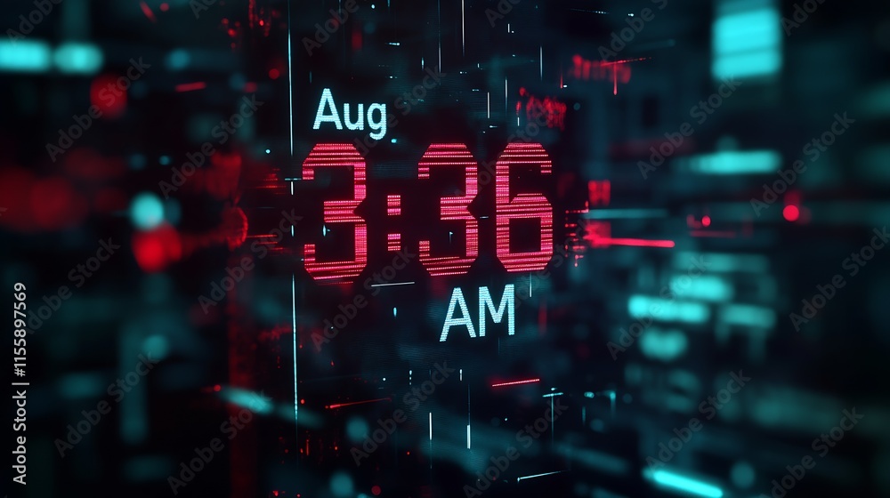 Aufkleber High Tech Digital Clock Display with Augmented Reality Visuals : Generative AI