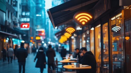 Naklejka premium Public Wi-Fi ensures connectivity in urban areas.
