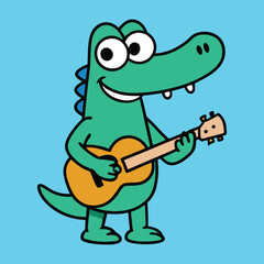 Cute crocodile with a guitar