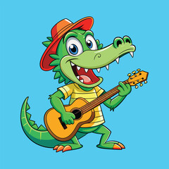Cute crocodile with a guitar