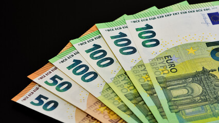 Images of banknotes of various countries. euro photos.