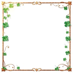 Minimalist Shamrock Leaves and Decorative Flourishes - Vector Paper Art Illustration