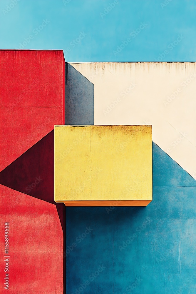 Poster Modern Art Geometric Pattern of Colorful Blocks on Architectural Structure : Generative AI