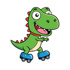 Naklejka premium Cartoon T-Rex Dinosaur on Roller Skates