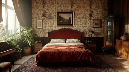 Vintage Bedroom Interior Design: Classic Elegance in a Luxurious Home