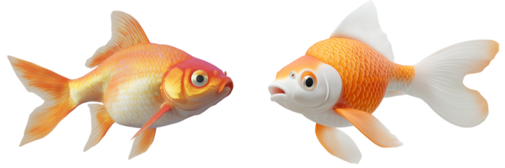 Set of a Goldfish, orange goldfish , isolated on transparent background.