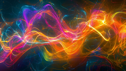 AI Machine Learning Abstract Art with Interconnected Glowing Lines and Cyberpunk Aesthetic in 4K Holographic Visuals