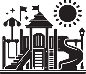 Playground Silhouette Vector In White Background 