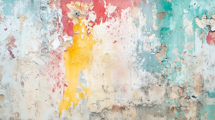 Multicolored Weathered Wall Texture Peeling Paint, Abstract Background