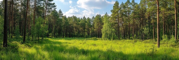 Obraz premium Lush and Dense Wilderness: Natural Forest Scenery for a Captivating Nature Banner
