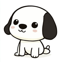 Cute Cartoon Dog Character Sitting Adorably with Big Eyes and Happy Expression, Ideal for Children's Designs and Playful Illustrations