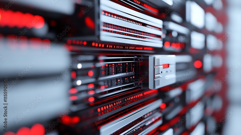 Fototapete Advanced Networking Infrastructure with Server Racks in High Tech Facility : Generative AI