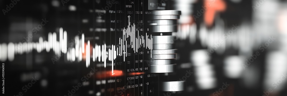 Leinwandbilder Abstract Financial Market Data Visualization with Dynamic Soundwave Elements : Generative AI