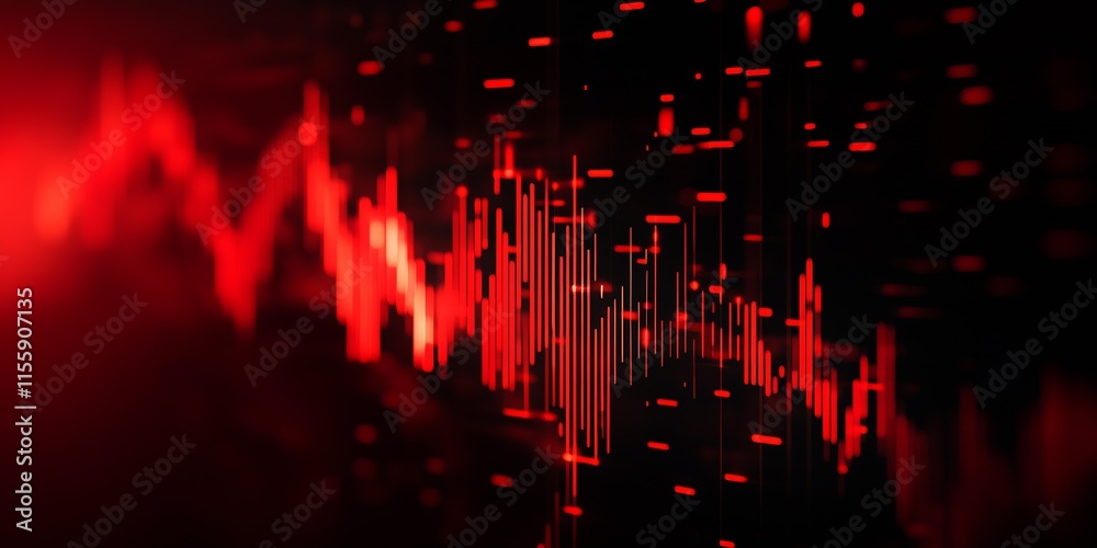 Poster vibrant digital red audio waves in motion conceptual art : generative ai