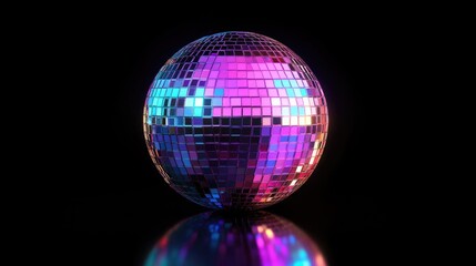 Obraz premium Colorful reflections dance across the floor as a disco ball spins, illuminating the vibrant energy of a lively celebration
