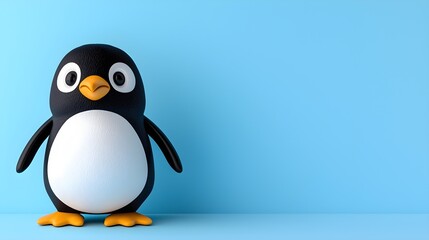 Obraz premium Cute and Playful Cartoon Penguin Character on a Blue Background