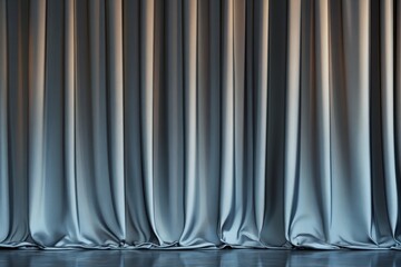 Elegant gray curtains draping a stage ready for a performance or presentation event