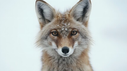 Fototapeta premium A Red Fox in Winter Snow Covered Fur