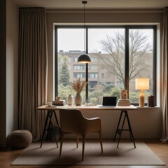 Fototapeta premium Transforma tu espacio de trabajo en un oasis de productividad y estilo con esta decoración 