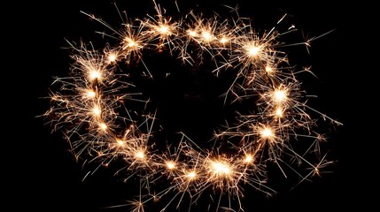 Multiple sparklers arranged in a circular pattern, all lit and sparkling together.