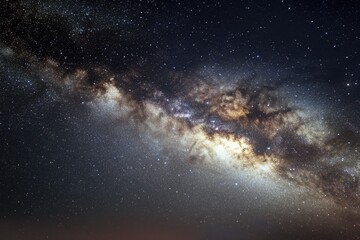 Obraz premium Beautiful view of the Milky Way galaxy brightening the night sky over a peaceful landscape