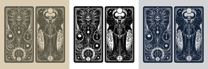 fantasy lich playing card tattoo design
