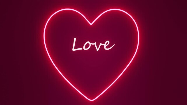 Neon lights heart love. Neon looped 4k animation 