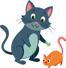 A playing cat with rat vector illustration 