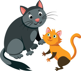 A playing cat with rat vector illustration 