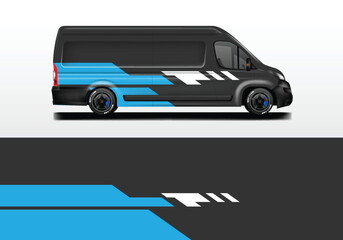 Van wrap design livery vector, blue van wrap