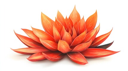 Vivid Orange Flower Artistic Botanical Illustration