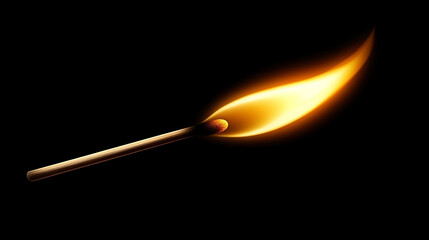 Fototapeta premium single lit match stands in the darkness, its flame casting a warm glow in a shadowy space, symbolizing hope, resilience, and light amidst chaos