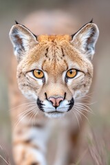 Fototapeta premium A close up of a lynx's face in the grass