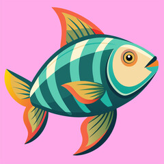 Cute cartoon blue fish with expressive eyes.