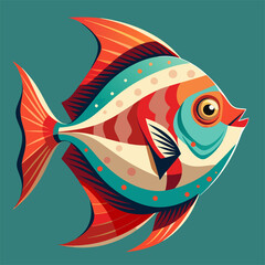 Cute cartoon blue fish with expressive eyes.