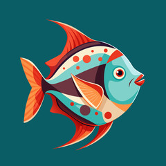 Cute cartoon blue fish with expressive eyes.