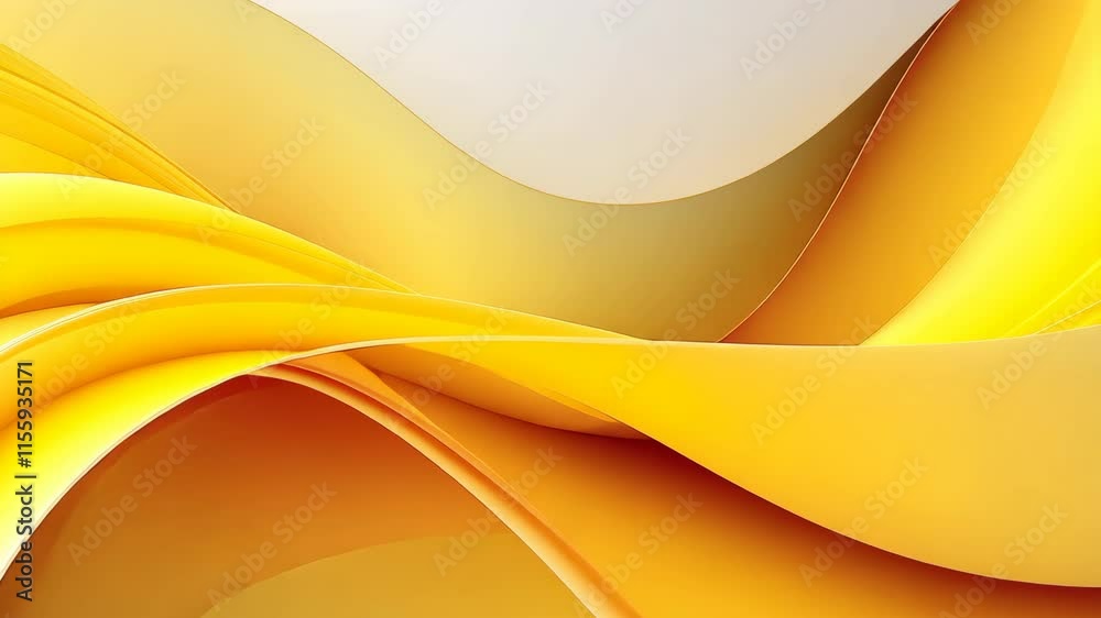 Poster video with abstract yellow wavy background features sleek and elegant flowing lines. luminous yellow